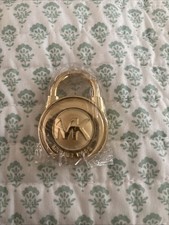 Michael Kors Gold Padlock and Key MK Logo Lock Black Leather