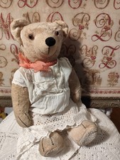 Superbe OURS ANCIEN MOHAIR_Yeux verre_1930/40_ 5 articulations_43cm env