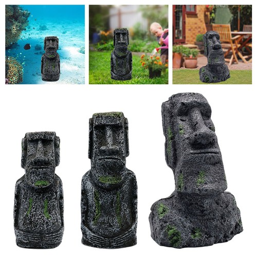 Aquarium moai résine île - résine, de