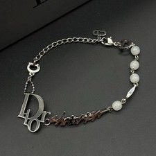 Christian Dior Bracelet Logo Beads Chain accessory Vintage With Box From Japan