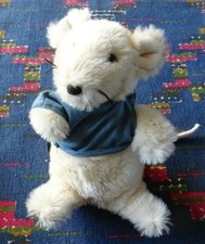 IB3 /  DOUDOU ET COMPAGNIE PELUCHE RAT SOURIS BLANC ECRU MAILLOT BLEU 23 CM TTBE