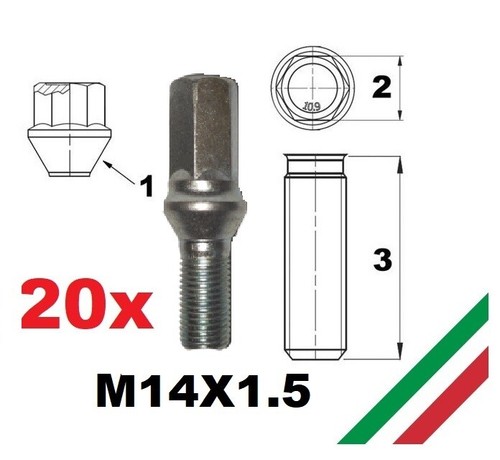 Kit boulons coniques - coniques, 14x1.5