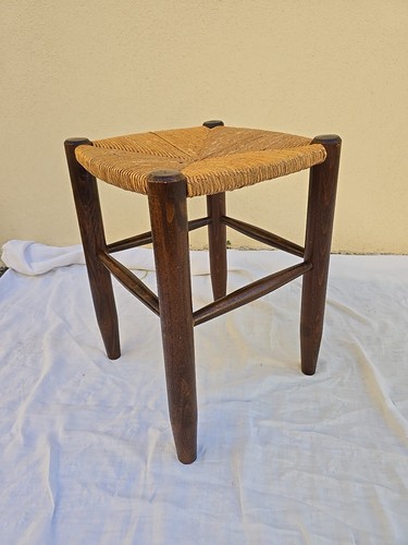 Tabouret bois assise paille - tabouret,