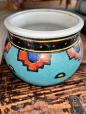 Ecco Terra China Art Pottery Southwest Design Aqua Porcelain Jardiniere Planter