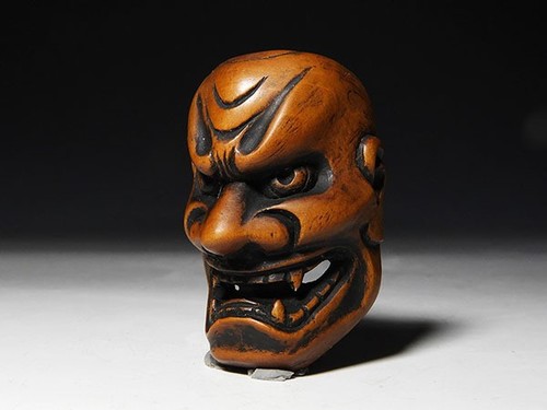 Ancien masque japonais netsuke - japonais,