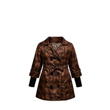 NEUF Manteau FILLE marron à carreaux – Taille 4 à 12 ans