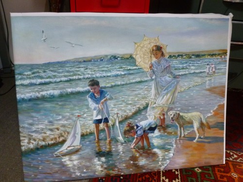 Peinture huile promenade - peinture, a