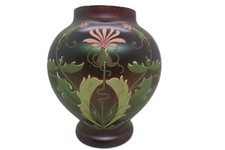 Bohemian Glass - Art Nouveau Period Vase - Hand Decorated Beautiful Iridescence!