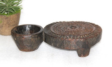 Moule À Biscuits En Bois Vintage Avec Bol À Beurre Fait Main Original