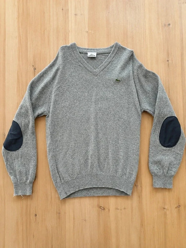 Pull lacoste gris col - col, avec