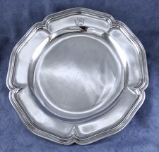 Mo HARDY : Rare grand Plat rond en Argent massif XVIIIème 718g LILLE 1784