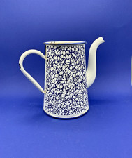 Ancienne cafetière émaillée Primrose Bordier bleu moucheté tôle émaillée vintage