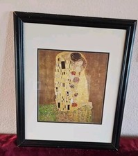 Framed Gustav Klimt The Kiss Reproduction Oil Painting, 22”Hx16”W