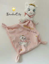 4409🌟Doudou plat Mouchoir Marie Les Aristochats blanc Rose Good Night Disney