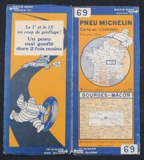Carte MICHELIN 69 BOURGES MACON 1930 Guide Bibendum pneu tyre map