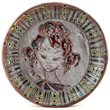 Antique ceramic plate 50 FERNANDE KOHLER in VALLAURIS, trains/capron...