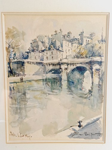 Aquarelle pont neuf paris - pont,