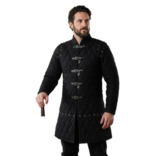Gambeson médiéval noir - médiéval,