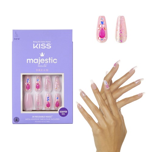 Long length pink gel - nail, set