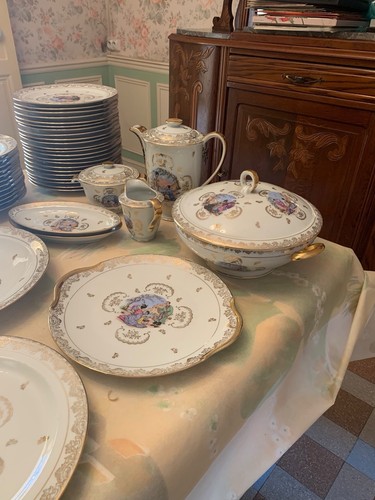 Porcelaine vintage blanc - , doré