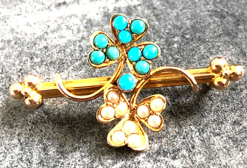 Ancienne broche trèfles - trèfles, en