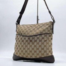 GUCCI Shoulder Bag, Sacoche, Brown and Beige, Canvas,Punching, Unisex From Japan