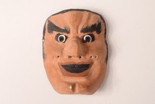 Masque de nô théâtre bois polychrome démon Gigaku O-beshimi Japon XIXème