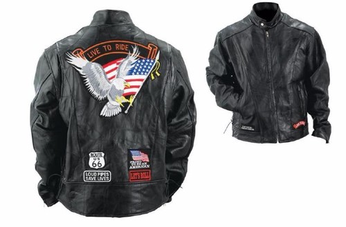 Blouson cuir patchwork - en,