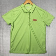 HEB Employee Uniform Polo Womens Large Lime Green Collared 1/4 Button