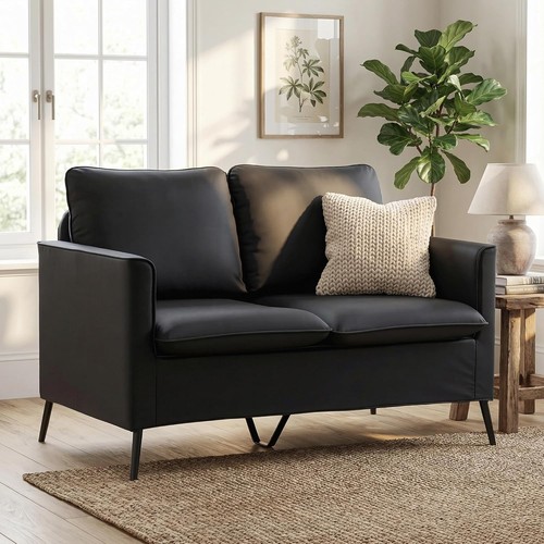 Faux leather loveseat - faux, fy