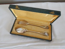 ANTIQUE CHILD CUTLERY in SILVER hallmarked Minerva 1 title decor LILY OF THE VALLEY