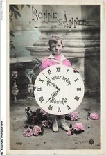 ANBP3-0263-CHILD - Happy New Year - Little Boy Holding Clock - Flower