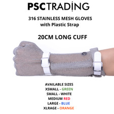 Stainless Steel Chain Mesh Glove Full Hand 20cm Long Cuff