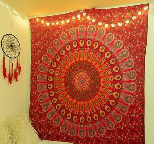 Tenture murale mandala - murale, paon