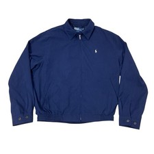 VTG Polo Ralph Lauren Harrington Jacket Mens Sz M Navy Blue Full Zip Plaid Lined