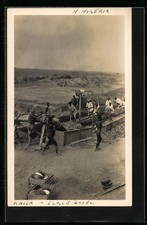 Old postcard cash register, workers of the tin mine 