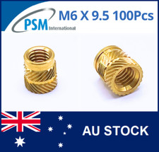 M6X9.5 BRASS INSERT FOR PLASTIC SONIC-LOK SL-B-M6-9.5MM THREAD KNURLED HEAT X100