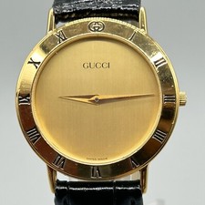 *Exc+5 Vintage GUCCI 3000.2.M Gold Black Dial 33mm Quartz Men's Watch From JAPAN