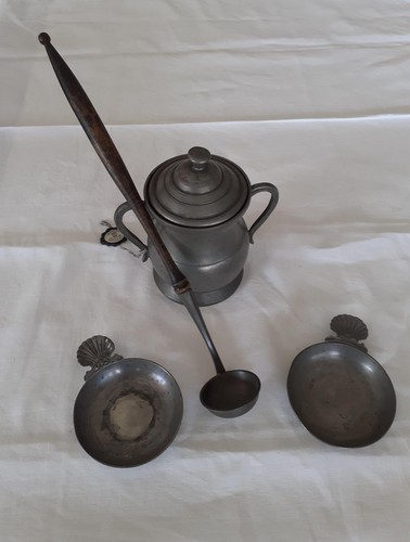 Lot objets anciens étain - 4,