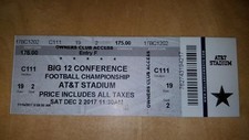 2017 Big 12 Championship OU Oklahoma vs TCU ticket stub.