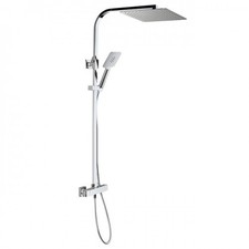 Colonne de douche thermostatique extensible douche de tête carrée - chrome - GO