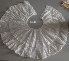 ruffled petticoat bottom/neck for dress in antique Valencian lace 80x26cm