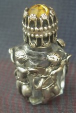 Miniature Glass Perfume Bottle Silver Frame 'CUPID' Late 19th Century Era