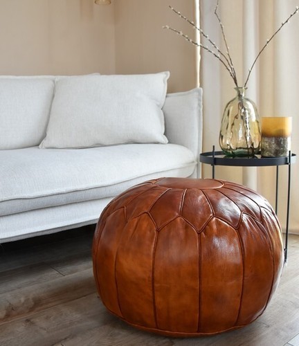 Pouf marocain cuir - pouf,