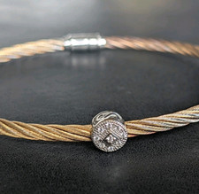 Charriol 18ct White Gold Diamond And Stainless Steel Bangle