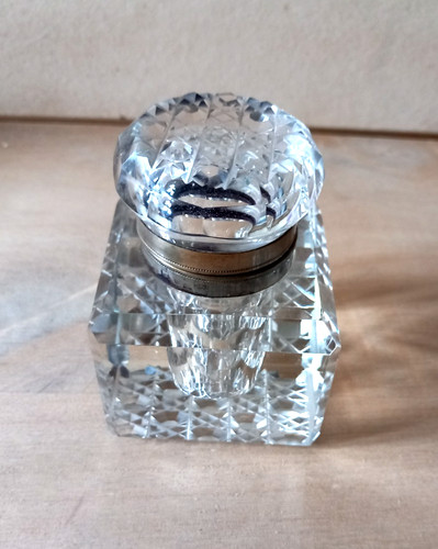 Ancien encrier cristal - ancien, en