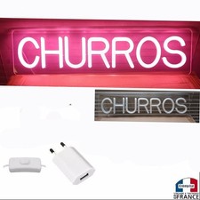 Panneau enseigne lumineuse Neon led à suspendre poser CHURROS stand usb forain