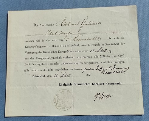 Laisser passer allemand 1871 - passer,
