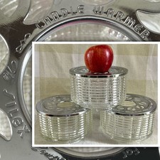 3 Vtg Silex Candle Warmers Glass Coffee Tea Food Prismatic Buffet Art Deco