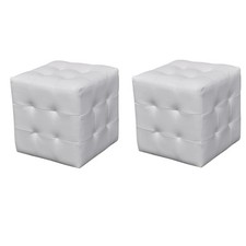2x Pouf Cube Capitonné Noir